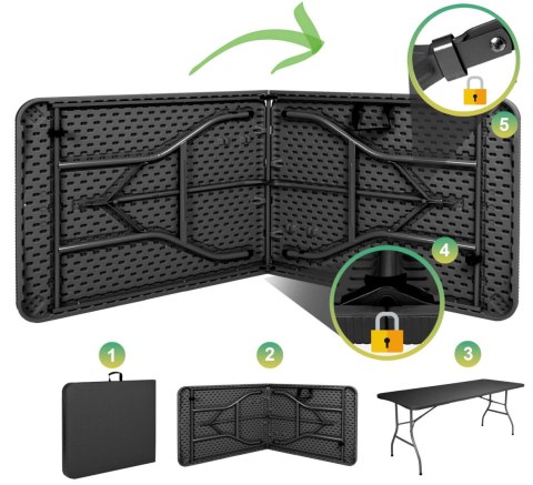 Stół cateringowy RATTAN składany w walizkę - 180 cm szary Stół cateringowy RATTAN składany w walizkę - 180 cm szary