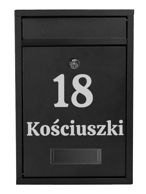 Skrzynka pocztowa na listy Gustav czarna z napisami Skrzynka pocztowa na listy Gustav czarna z napisami