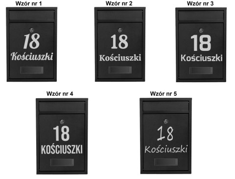 Skrzynka pocztowa na listy Gustav czarna z napisami Skrzynka pocztowa na listy Gustav czarna z napisami