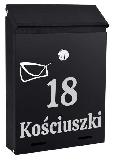 Skrzynka pocztowa na listy Odvin czarna z napisami Skrzynka pocztowa na listy Odvin czarna z napisami