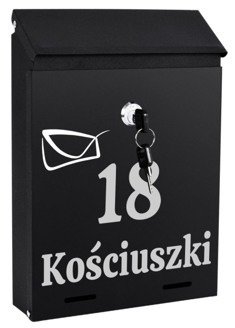 Skrzynka pocztowa na listy Odvin czarna z napisami Skrzynka pocztowa na listy Odvin czarna z napisami