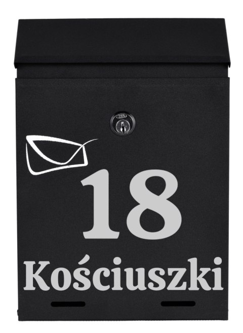 Skrzynka pocztowa na listy Odvin czarna z napisami Skrzynka pocztowa na listy Odvin czarna z napisami