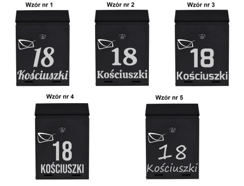 Skrzynka pocztowa na listy Odvin czarna z napisami Skrzynka pocztowa na listy Odvin czarna z napisami