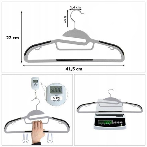 Wieszak Flexi komplet 10 sztuk szaroczarny Wieszak Flexi komplet 10 sztuk szaroczarny