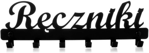 Wieszak ścienny z napisem Ręczniki czarny Wieszak ścienny z napisem Ręczniki czarny
