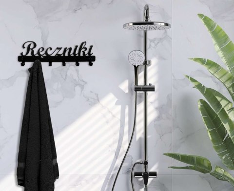 Wieszak ścienny z napisem Ręczniki czarny Wieszak ścienny z napisem Ręczniki czarny