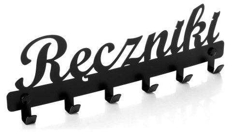 Wieszak ścienny z napisem Ręczniki czarny Wieszak ścienny z napisem Ręczniki czarny