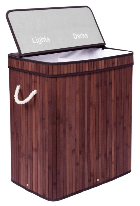 Kosz na pranie bambusowy z pokrywą 100L wenge Kosz na pranie bambusowy z pokrywą 100L wenge