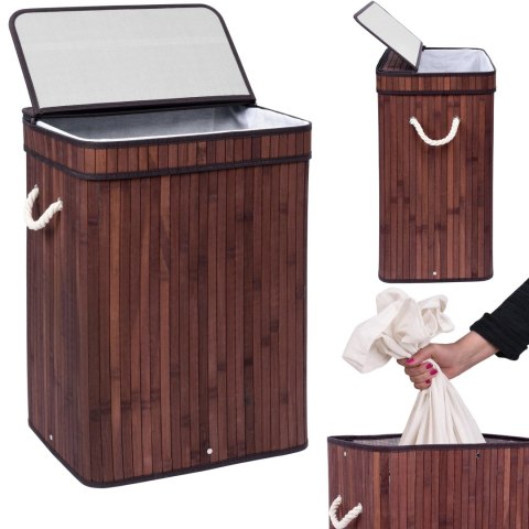Kosz na pranie bambusowy z pokrywą SOREN 80L wenge Kosz na pranie bambusowy z pokrywą SOREN 80L wenge
