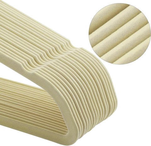 Wieszak welurowy Maxi komplet 60 sztuk beżowy Wieszak welurowy Maxi komplet 60 sztuk beżowy
