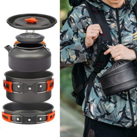 Zestaw turystyczny TRAVELER komplet czajnik garnek patelnia Zestaw turystyczny TRAVELER komplet czajnik garnek patelnia