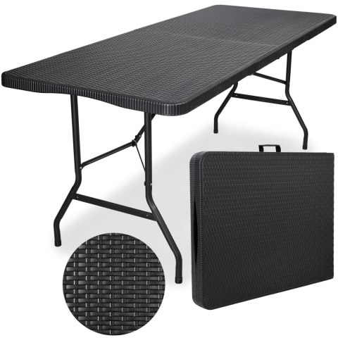 Stół cateringowy RATTAN składany w walizkę - 180 cm czarny Stół cateringowy RATTAN składany w walizkę - 180 cm czarny