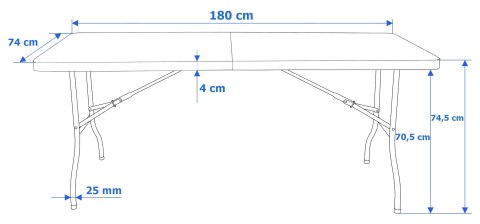 Stół cateringowy RATTAN składany w walizkę - 180 cm czarny Stół cateringowy RATTAN składany w walizkę - 180 cm czarny