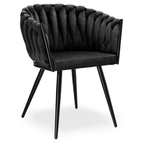 Krzesło welurowe plecione ASTON VELVET czarne Krzesło welurowe plecione ASTON VELVET czarne