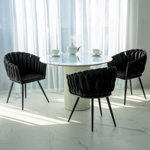 Krzesło welurowe plecione ASTON VELVET czarne Krzesło welurowe plecione ASTON VELVET czarne
