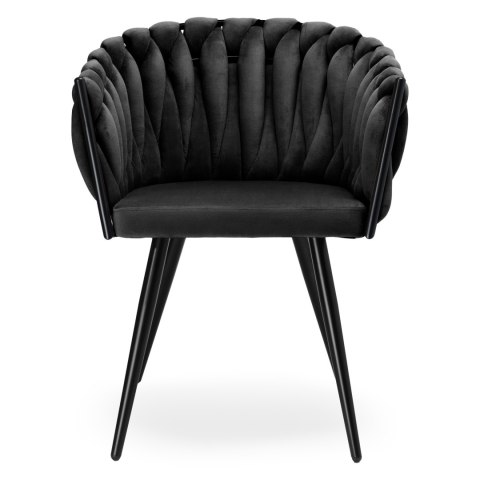 Krzesło welurowe plecione ASTON VELVET czarne Krzesło welurowe plecione ASTON VELVET czarne