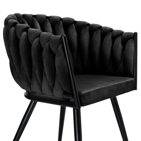 Krzesło welurowe plecione ASTON VELVET czarne Krzesło welurowe plecione ASTON VELVET czarne