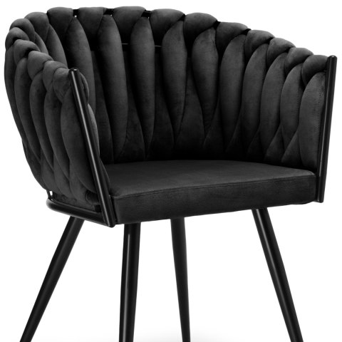 Krzesło welurowe plecione ASTON VELVET czarne Krzesło welurowe plecione ASTON VELVET czarne