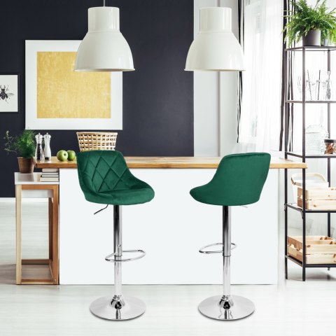 Hoker barowy Cydro chromowane zielone Velvet Hoker barowy Cydro chromowane zielone Velvet