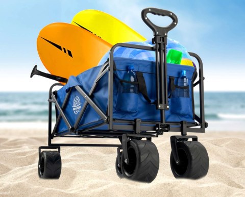 Wózek ogrodowy plażowy składany KORAL niebieski Wózek ogrodowy plażowy składany KORAL niebieski
