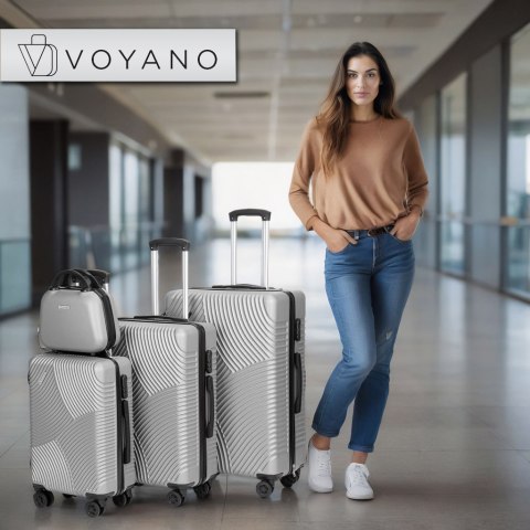 Zestaw 4 walizek podróżnych AZORES SREBRNY 4w1 Zestaw 4 walizek podróżnych AZORES SREBRNY 4w1