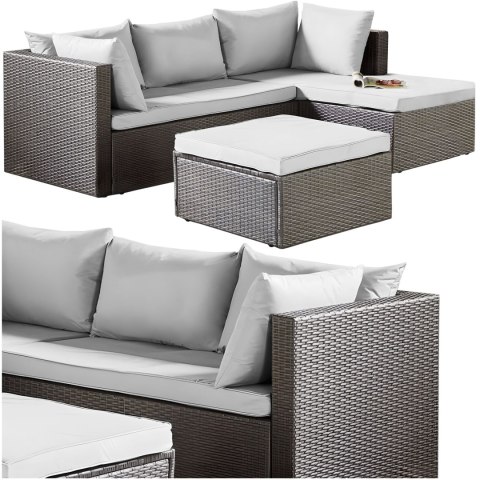 Zestaw mebli ogrodowych FLORENCJA szary sofa otomana