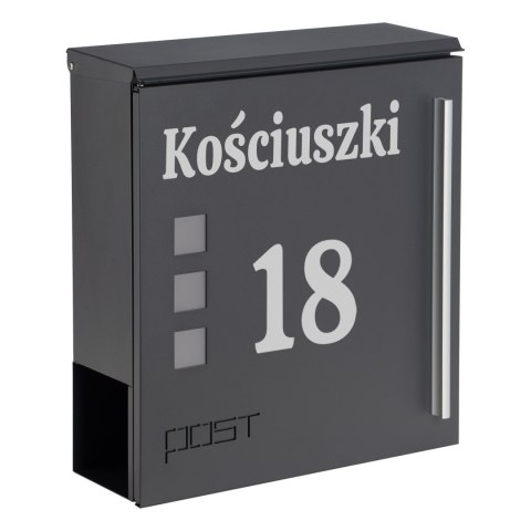 Skrzynka pocztowa na listy Miluz antracyt z napisami Skrzynka pocztowa na listy Miluz antracyt z napisami