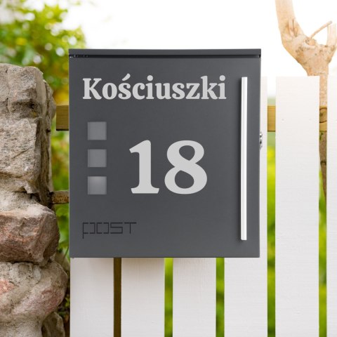 Skrzynka pocztowa na listy Miluz antracyt z napisami Skrzynka pocztowa na listy Miluz antracyt z napisami