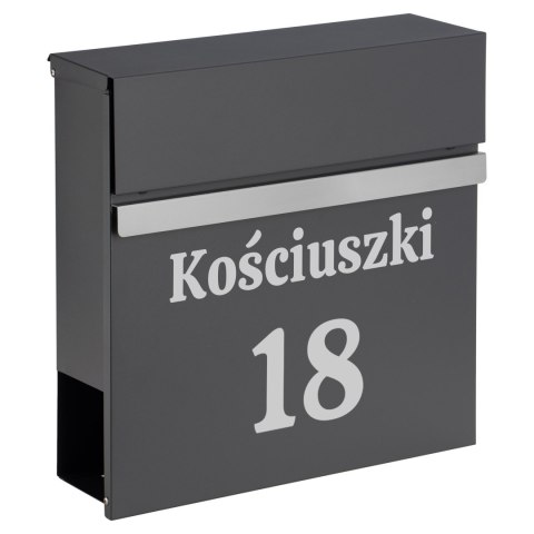Skrzynka pocztowa na listy Norton antracyt z napisami Skrzynka pocztowa na listy Norton antracyt z napisami