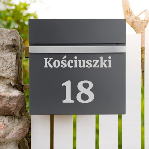 Skrzynka pocztowa na listy Norton antracyt z napisami Skrzynka pocztowa na listy Norton antracyt z napisami