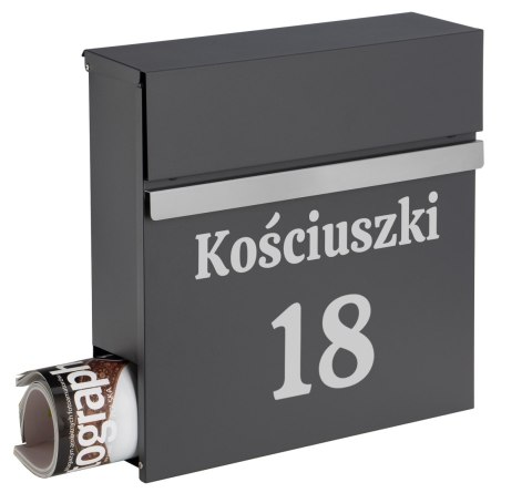 Skrzynka pocztowa na listy Norton antracyt z napisami Skrzynka pocztowa na listy Norton antracyt z napisami