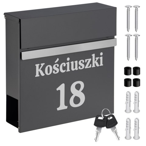 Skrzynka pocztowa na listy Norton antracyt z napisami Skrzynka pocztowa na listy Norton antracyt z napisami