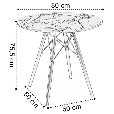 Stolik okrągły PARIS BLACK DTW 80 cm marmur biały Stolik okrągły PARIS BLACK DTW 80 cm marmur biały