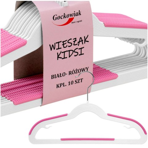 Wieszak KIDSI komplet 10 sztuk biało-różowy Wieszak KIDSI komplet 10 sztuk biało-różowy