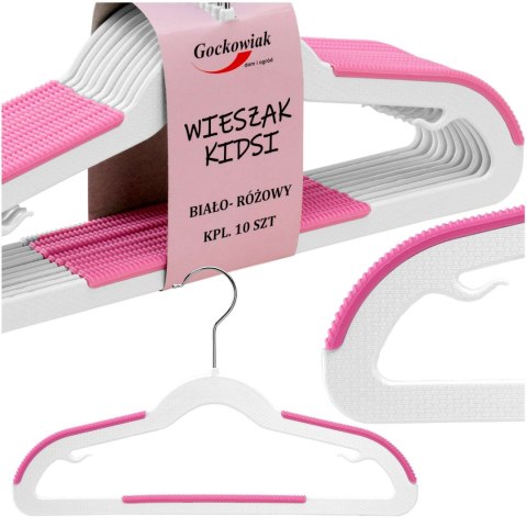 Wieszak KIDSI komplet 10 sztuk biało-różowy Wieszak KIDSI komplet 10 sztuk biało-różowy