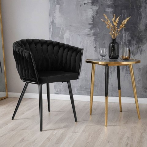 Krzesło welurowe plecione COFTON Black VELVET czarny Krzesło welurowe plecione COFTON Black VELVET czarny