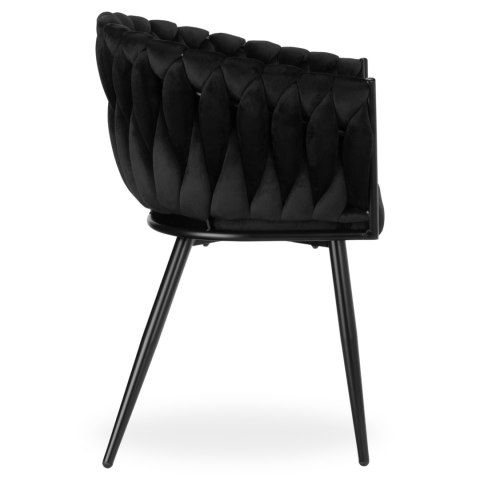 Krzesło welurowe plecione COFTON Black VELVET czarny Krzesło welurowe plecione COFTON Black VELVET czarny