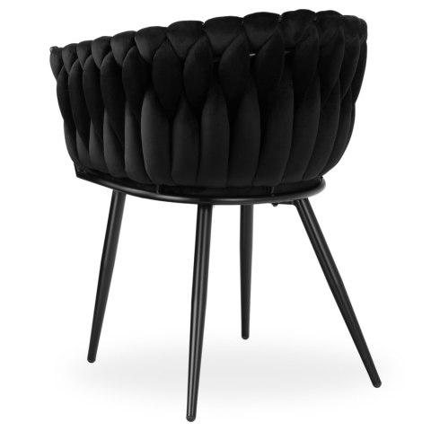 Krzesło welurowe plecione COFTON Black VELVET czarny Krzesło welurowe plecione COFTON Black VELVET czarny