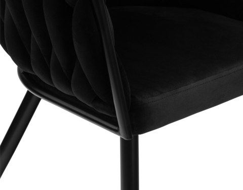 Krzesło welurowe plecione COFTON Black VELVET czarny Krzesło welurowe plecione COFTON Black VELVET czarny
