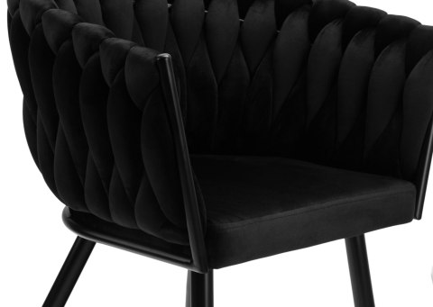 Krzesło welurowe plecione COFTON Black VELVET czarny Krzesło welurowe plecione COFTON Black VELVET czarny