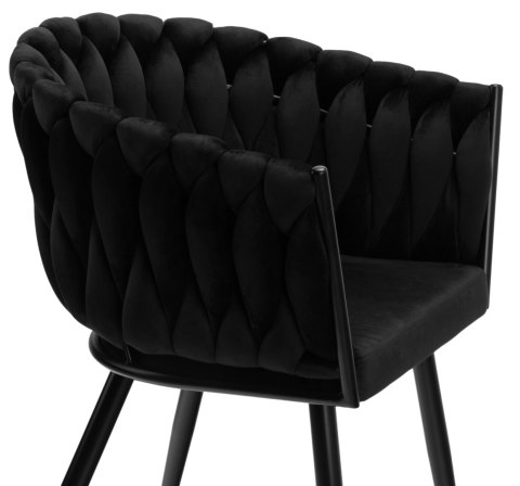 Krzesło welurowe plecione COFTON Black VELVET czarny Krzesło welurowe plecione COFTON Black VELVET czarny