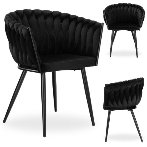 Krzesło welurowe plecione COFTON Black VELVET czarny Krzesło welurowe plecione COFTON Black VELVET czarny