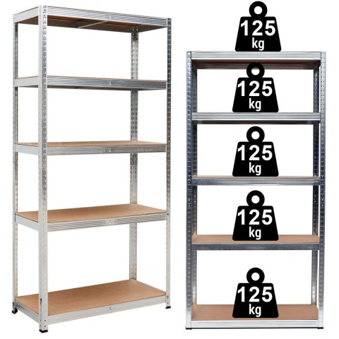 Regał magazynowy 5 poziomów 625 kg 150 x 75 x 30 cm Regał magazynowy 5 poziomów 625 kg 150 x 75 x 30 cm