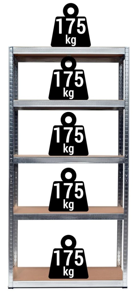 Regał magazynowy 5 poziomów 875 kg 180 x 90 x 40 cm Regał magazynowy 5 poziomów 875 kg 180 x 90 x 40 cm