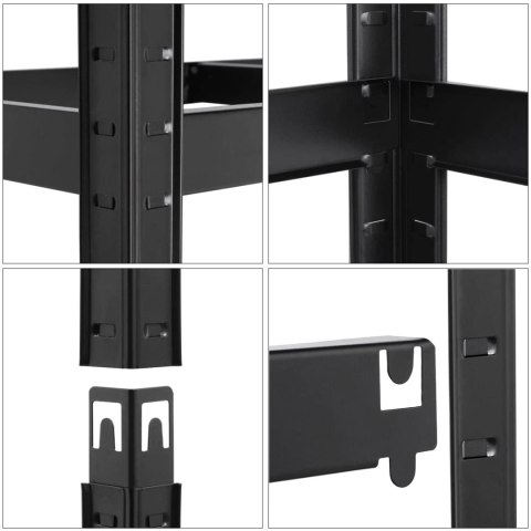 Regał magazynowy Conor czarny 875 kg 180 x 90 x 30 cm Regał magazynowy Conor czarny 875 kg 180 x 90 x 30 cm