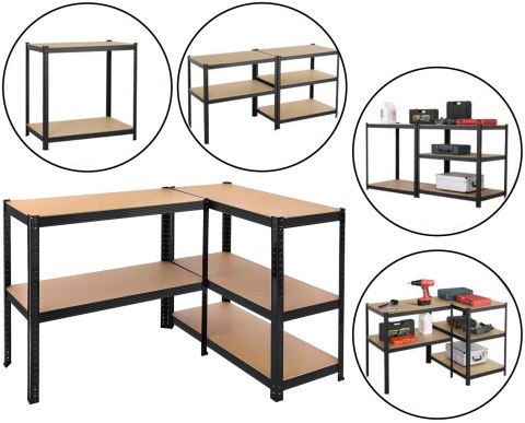 Regał magazynowy Conor czarny 875 kg 180 x 90 x 30 cm Regał magazynowy Conor czarny 875 kg 180 x 90 x 30 cm
