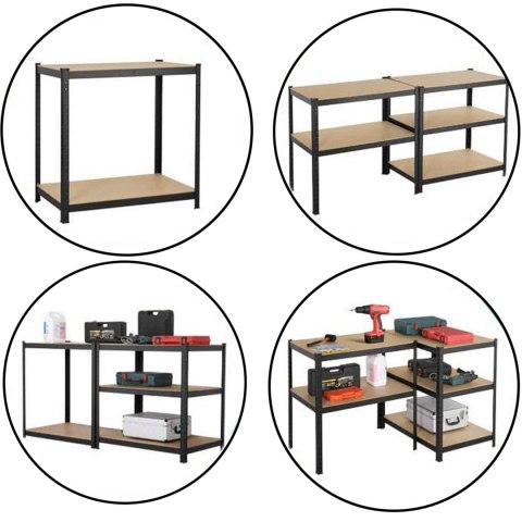 Regał magazynowy Conor czarny 875 kg 180 x 90 x 30 cm Regał magazynowy Conor czarny 875 kg 180 x 90 x 30 cm
