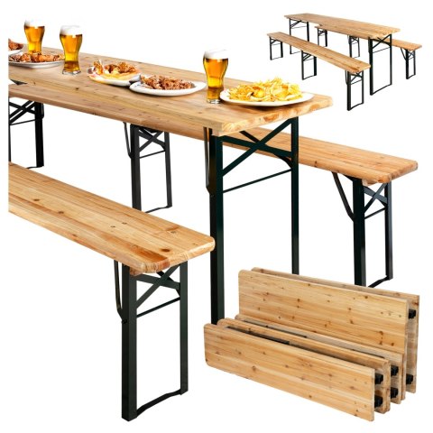 Zestaw stalowo-drewniany LAGER: stół + 2 ławki 220 cm Zestaw stalowo-drewniany LAGER: stół + 2 ławki 220 cm