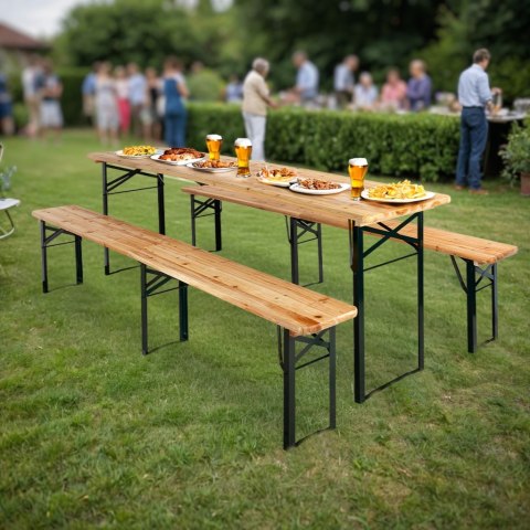 Zestaw stalowo-drewniany LAGER: stół + 2 ławki 220 cm Zestaw stalowo-drewniany LAGER: stół + 2 ławki 220 cm