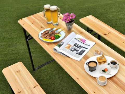 Zestaw stalowo-drewniany LAGER: stół + 2 ławki 220 cm Zestaw stalowo-drewniany LAGER: stół + 2 ławki 220 cm